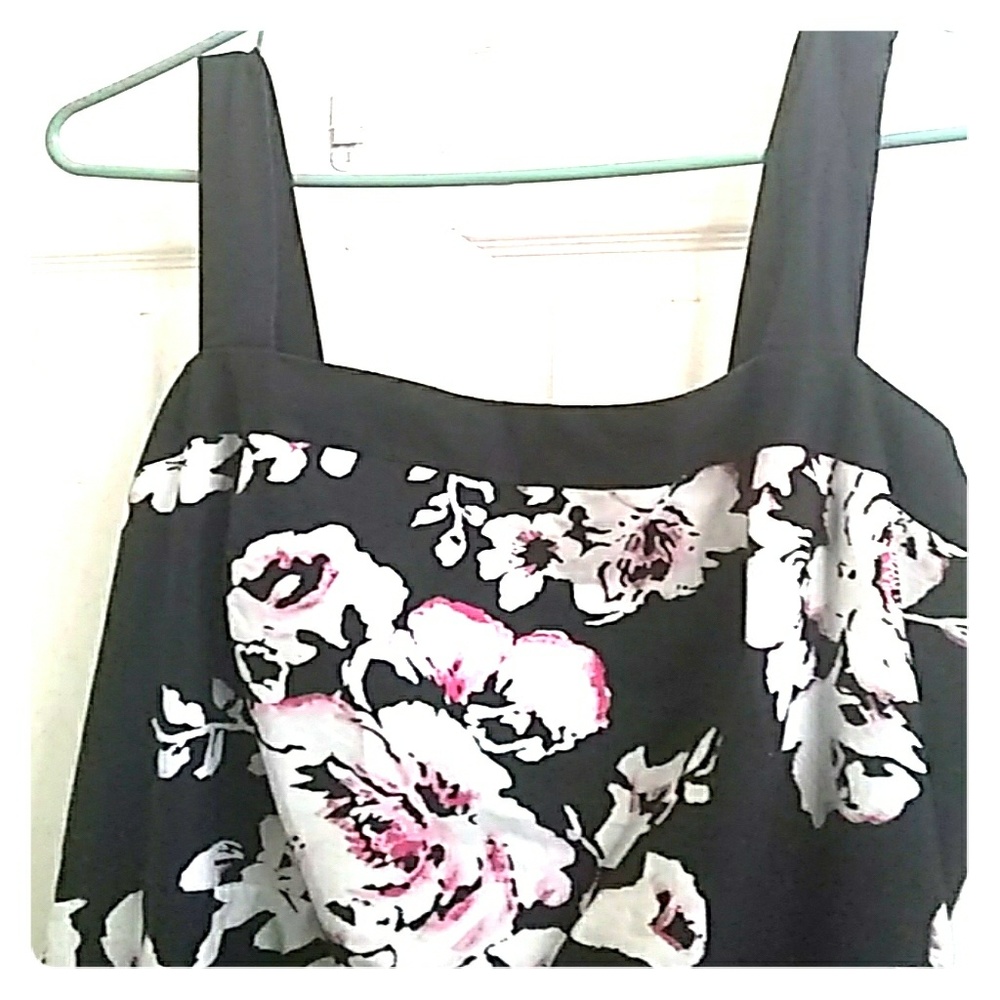 A pink, white, and black dress